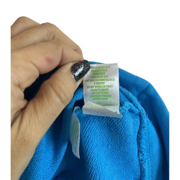 Lilly Pulitzer Women's XS Blue Pullover Sweatshirt Lace Crochet Sleeve Casual - Picture 10 of 12